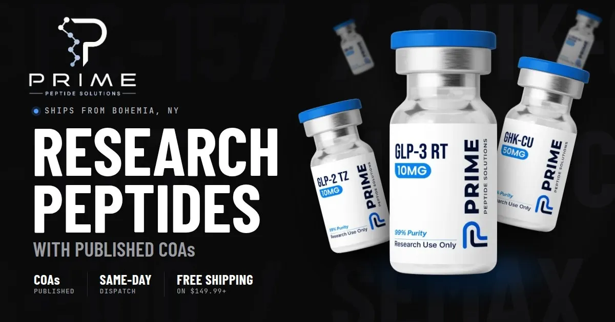 Prime Peptide Solutions website banner